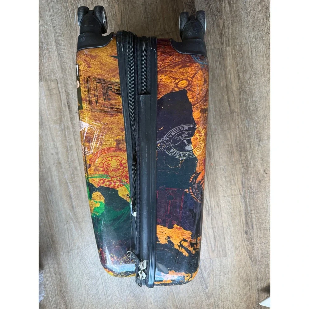 Heys World Map Voyage Hardside Spinner Suitcase Multicolor Carry-On Luggage 
